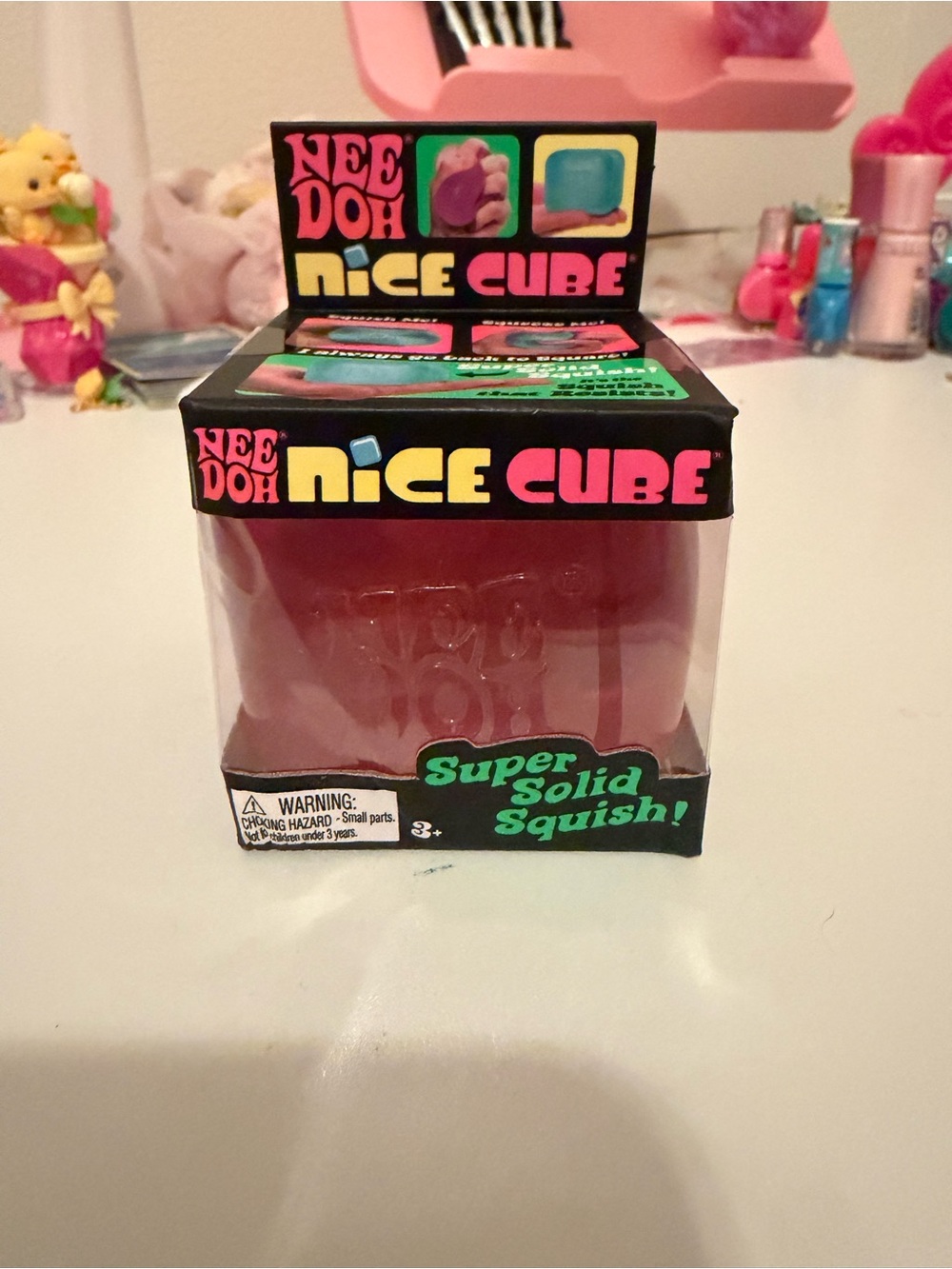 Schylling Nee Doh Nice Cube Squishy Toy Pink